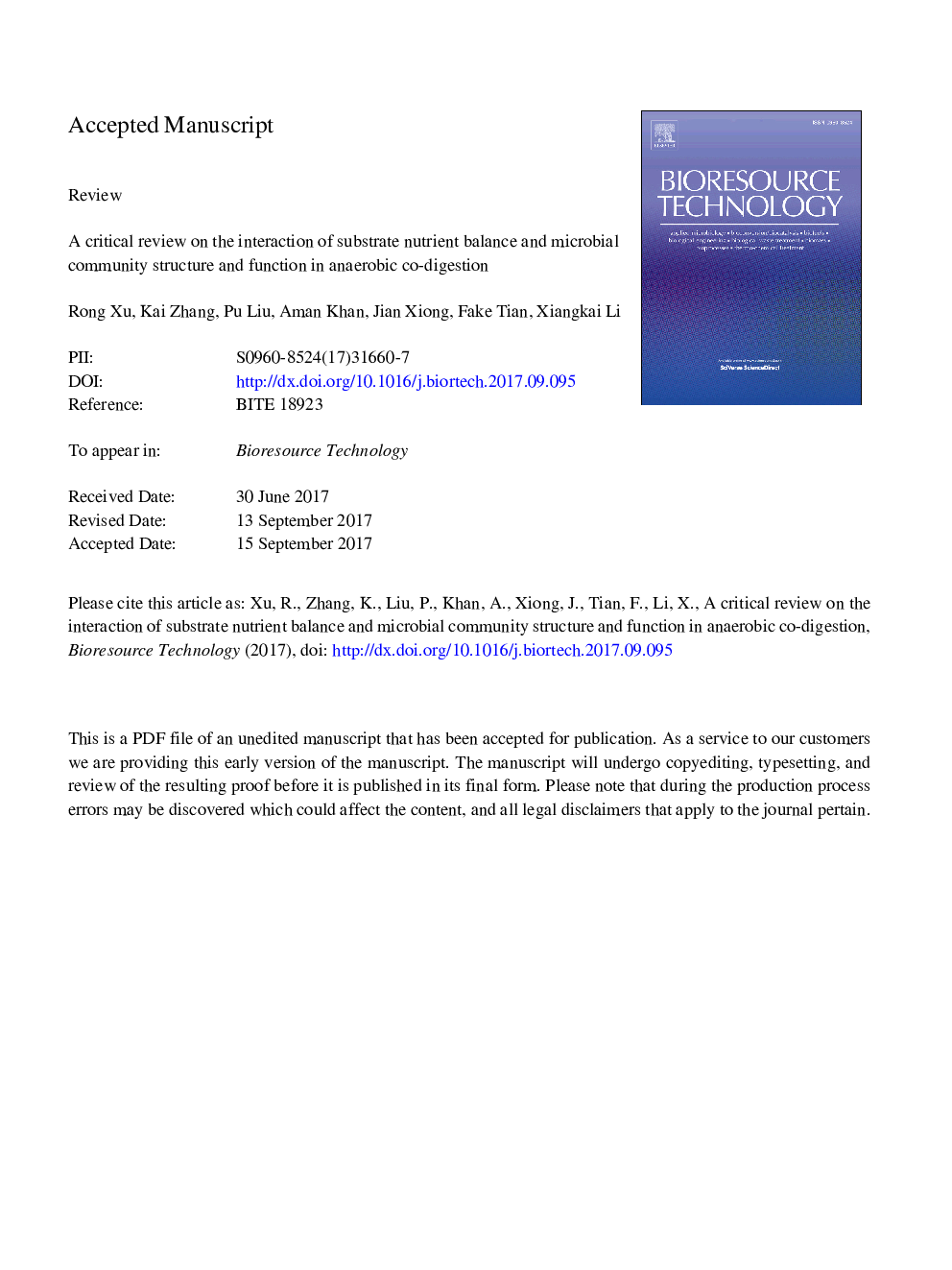 A critical review on the interaction of substrate nutrient balance and microbial community structure and function in anaerobic co-digestion