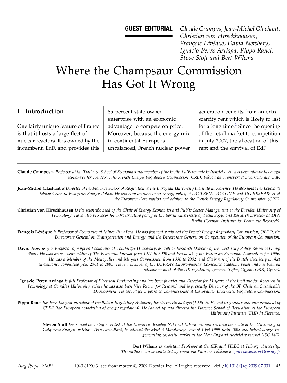 Where the Champsaur Commission Has Got It Wrong