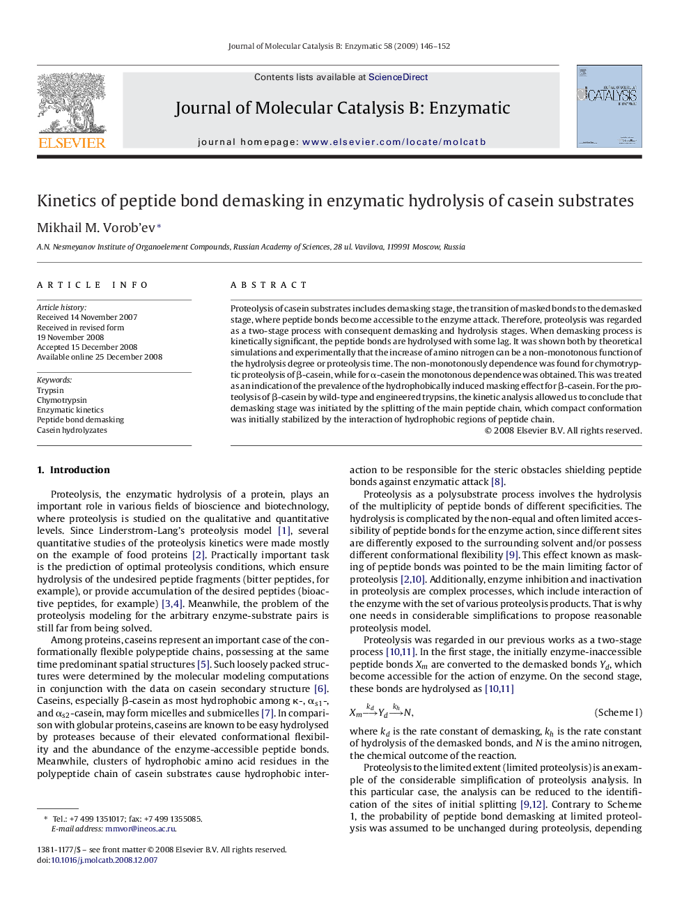 Kinetics of peptide bond demasking in enzymatic hydrolysis of casein substrates