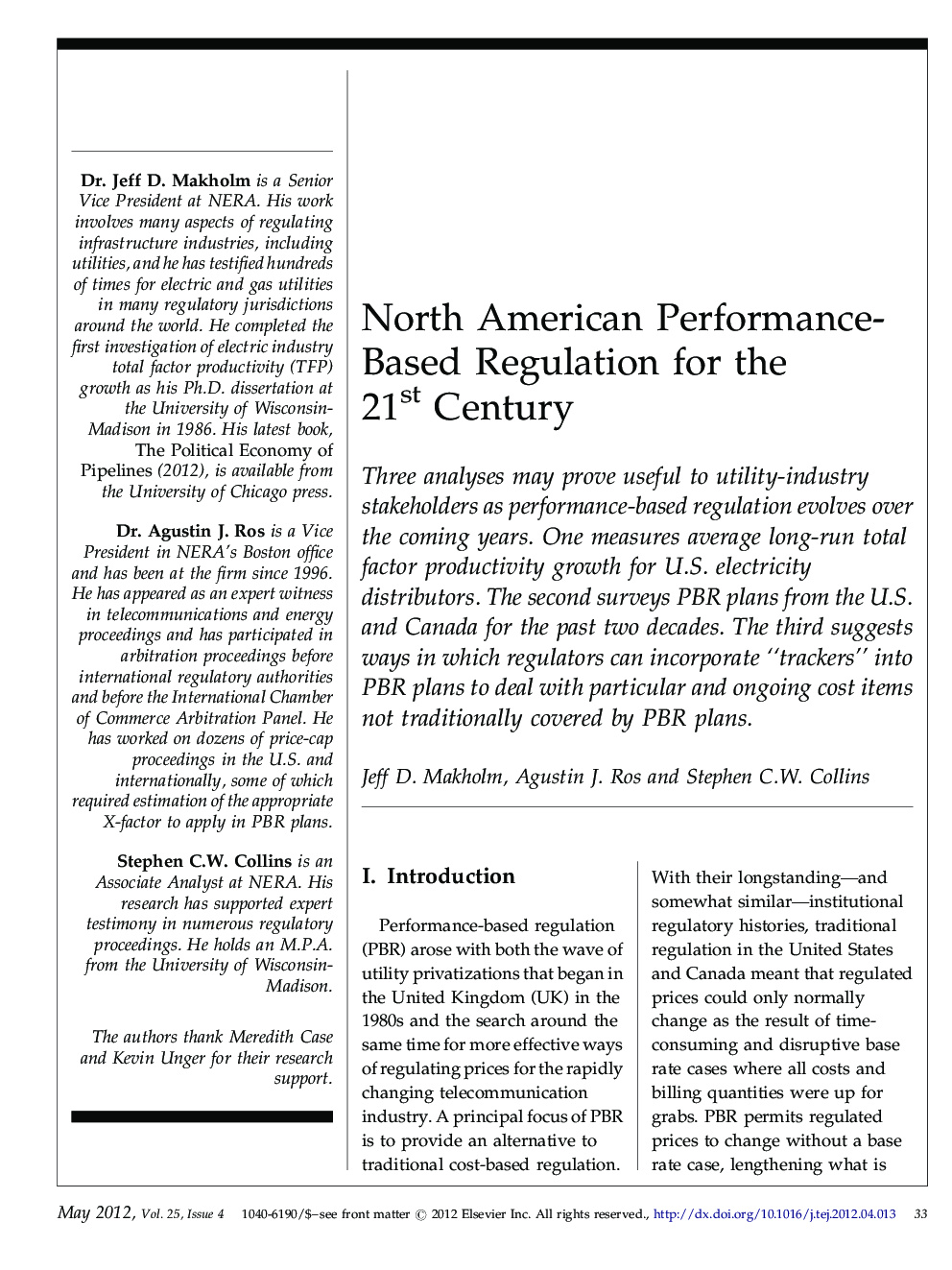 North American Performance-Based Regulation for the 21st Century