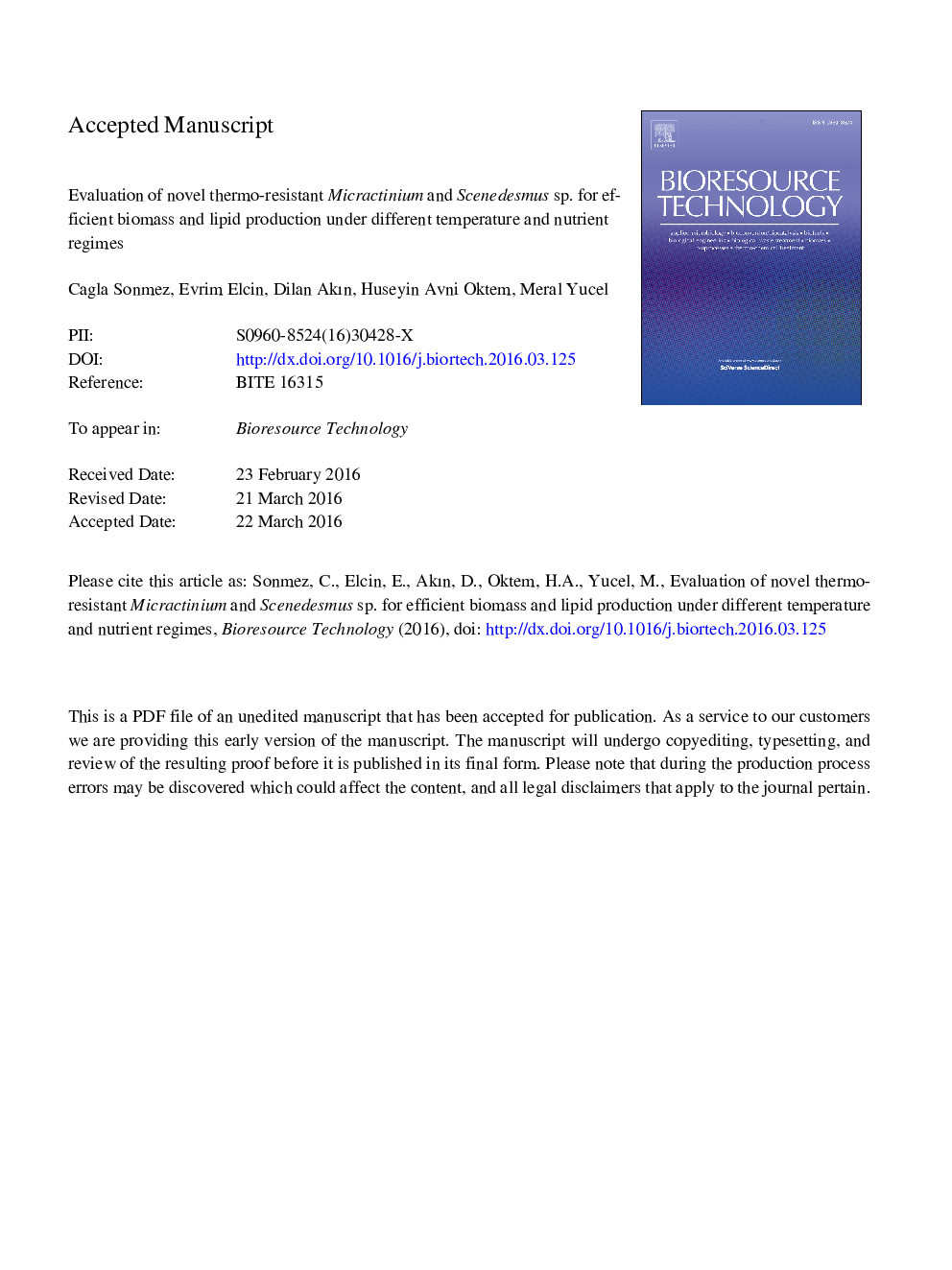 Evaluation of novel thermo-resistant Micractinium and Scenedesmus sp. for efficient biomass and lipid production under different temperature and nutrient regimes