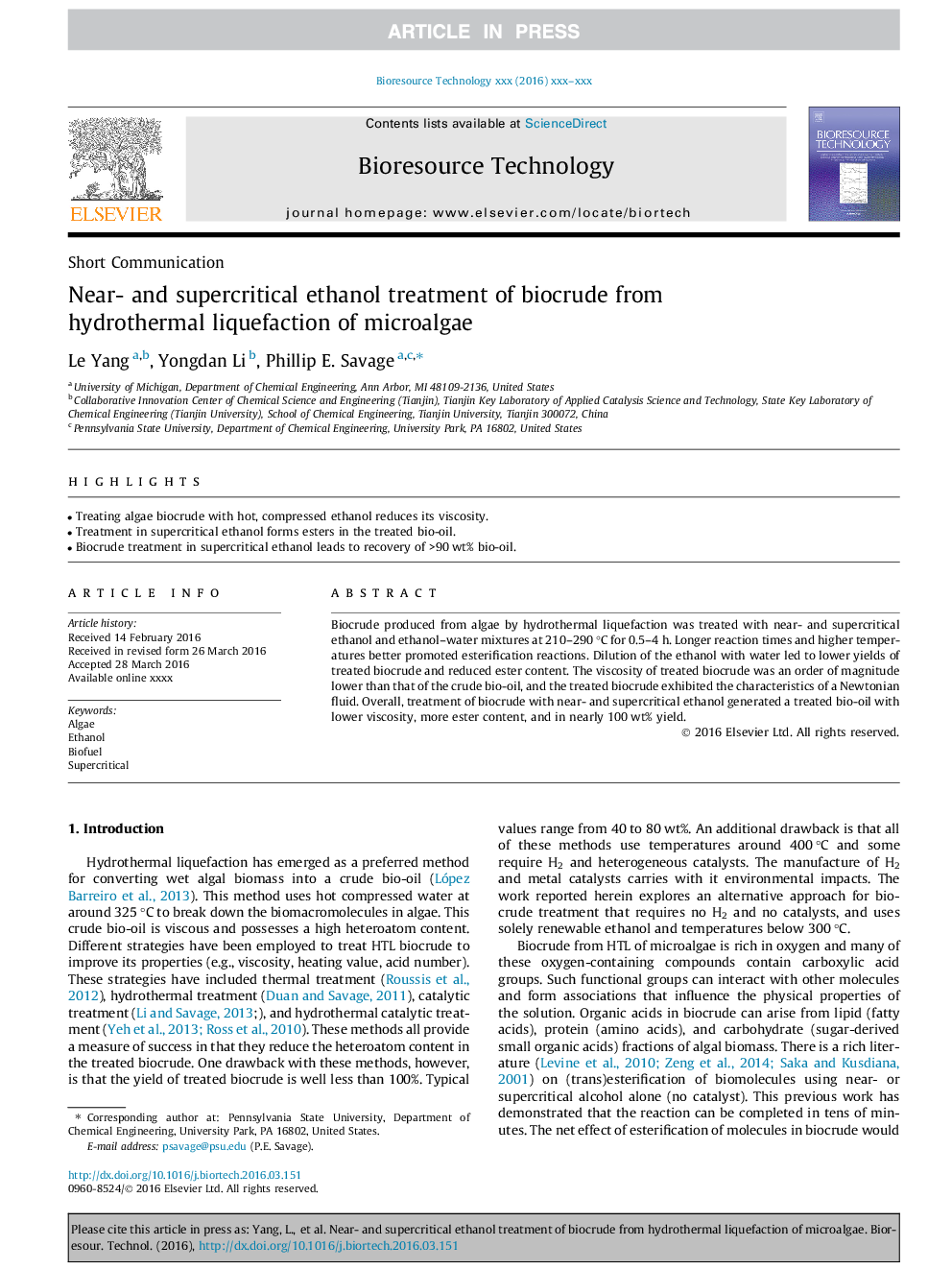 Near- and supercritical ethanol treatment of biocrude from hydrothermal liquefaction of microalgae