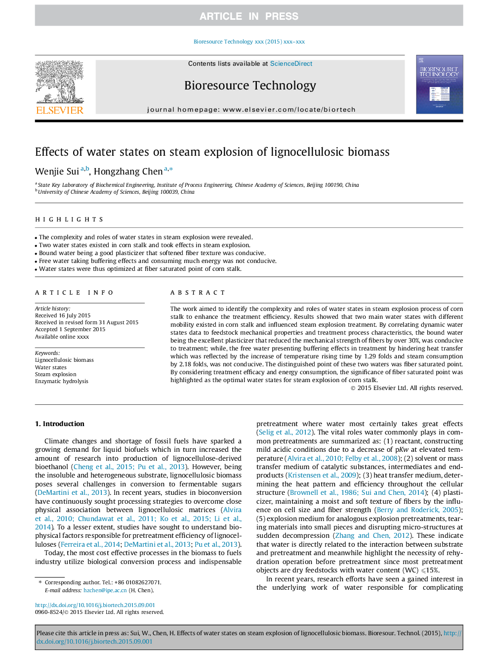 Effects of water states on steam explosion of lignocellulosic biomass