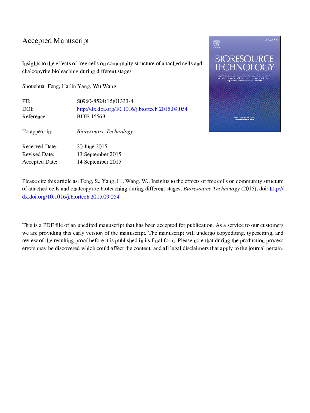 Insights to the effects of free cells on community structure of attached cells and chalcopyrite bioleaching during different stages