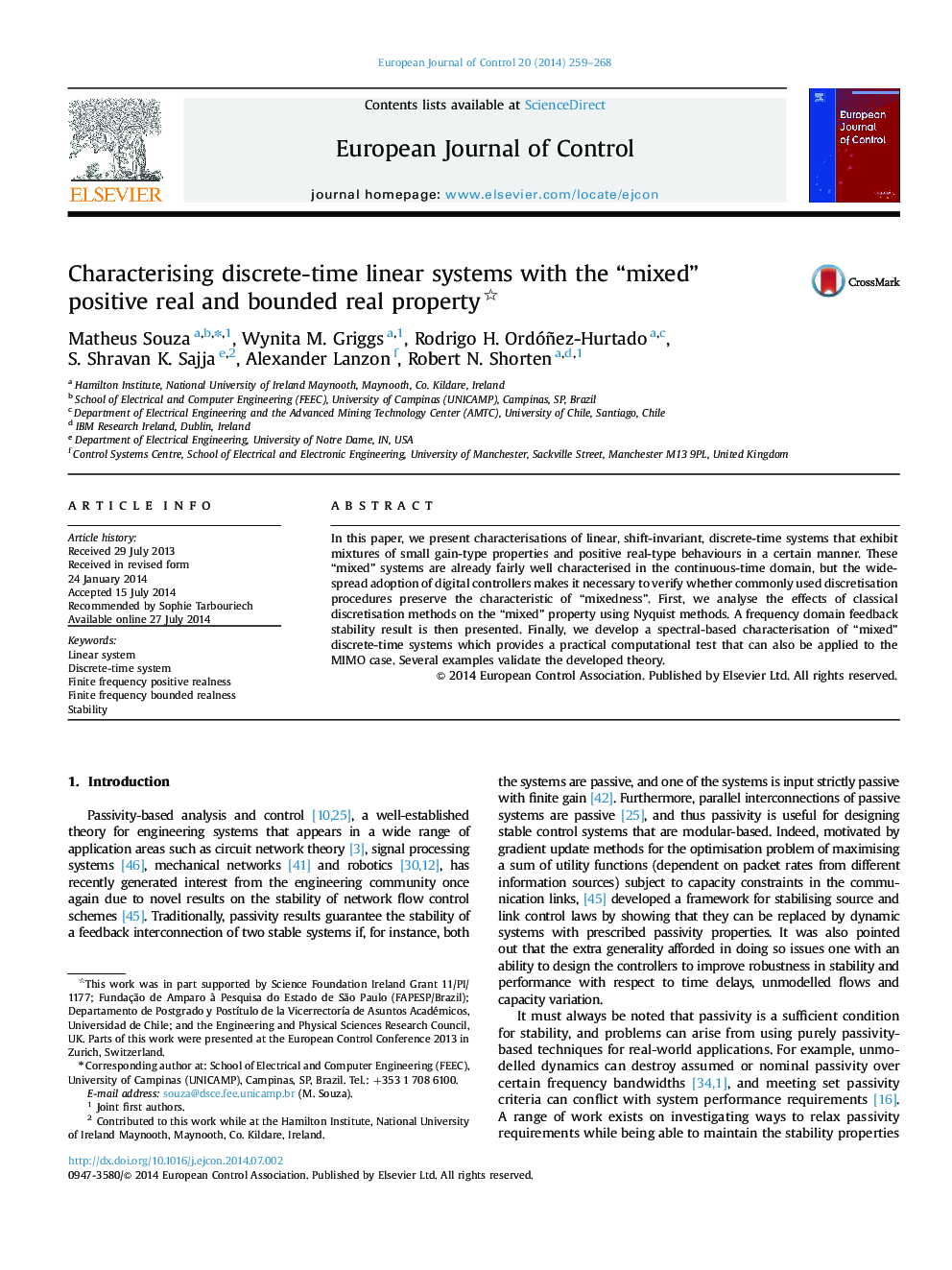 Characterising discrete-time linear systems with the “mixed” positive real and bounded real property 