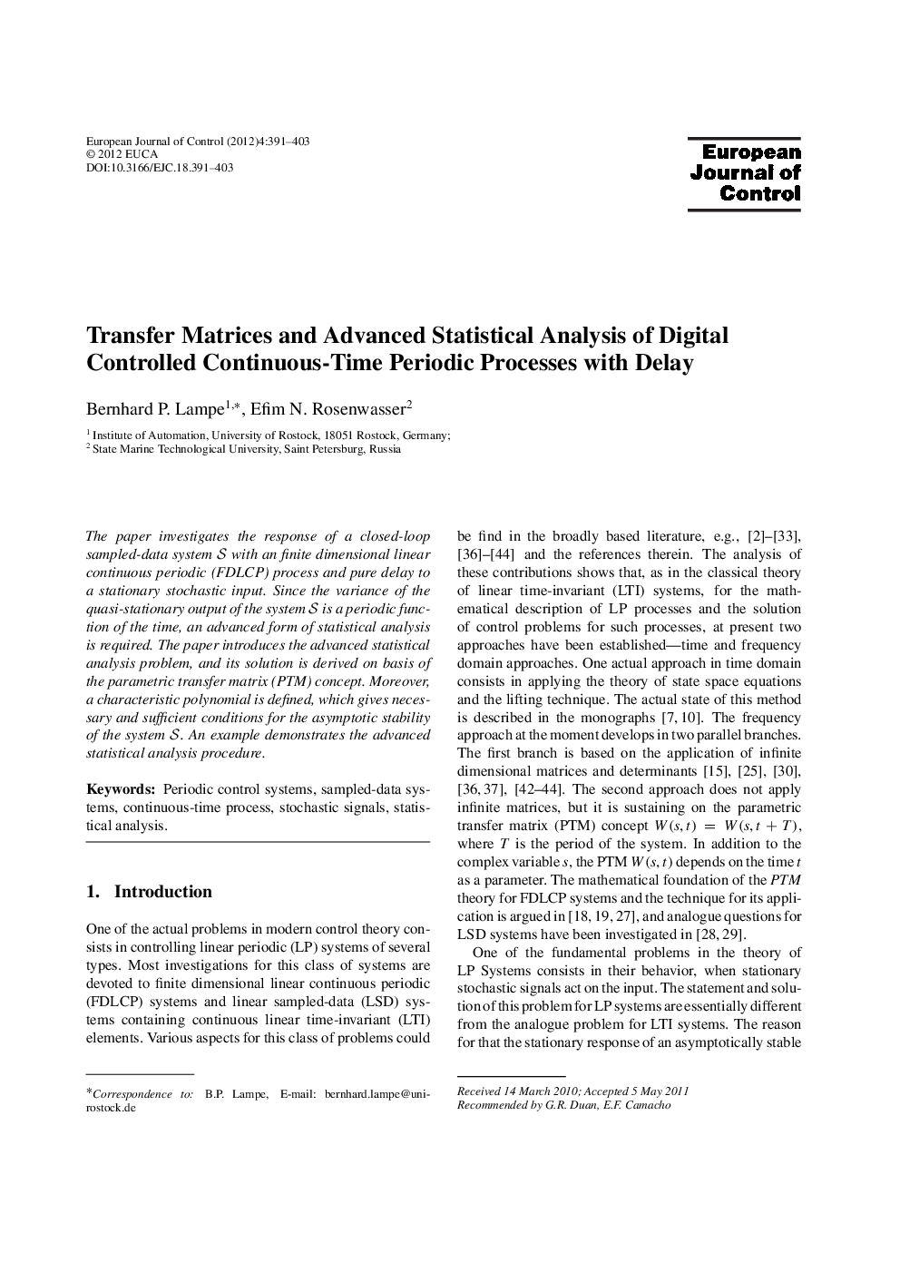 Transfer Matrices and Advanced Statistical Analysis of Digital Controlled Continuous-Time Periodic Processes with Delay