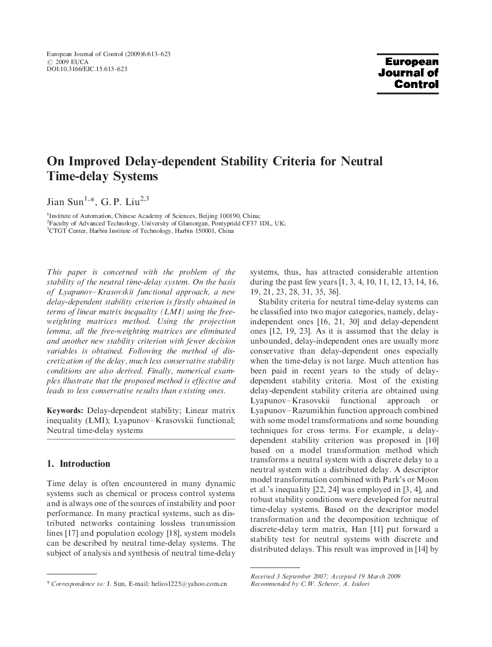 On Improved Delay-dependent Stability Criteria for Neutral Time-delay Systems