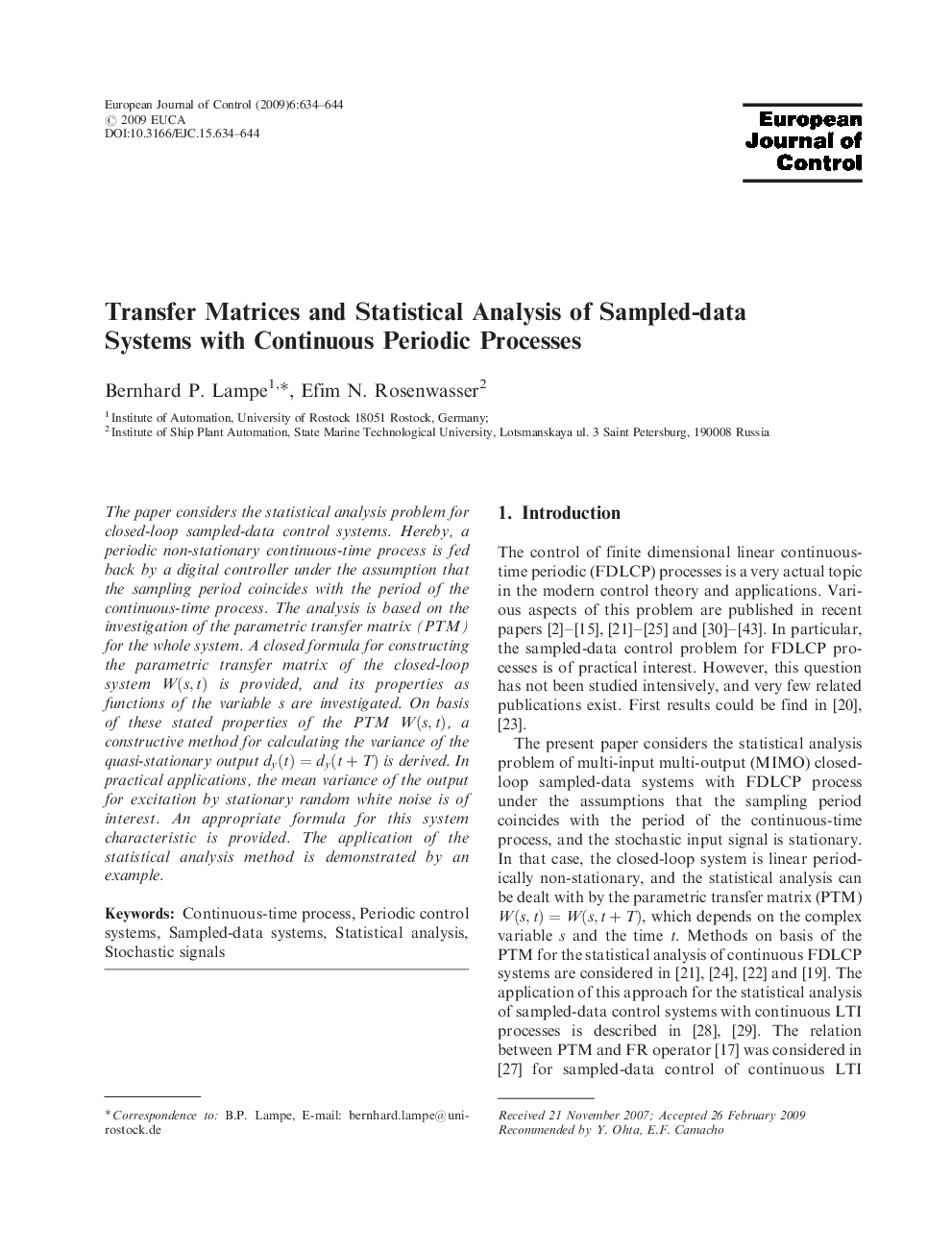 Transfer Matrices and Statistical Analysis of Sampled-data Systems with Continuous Periodic Processes
