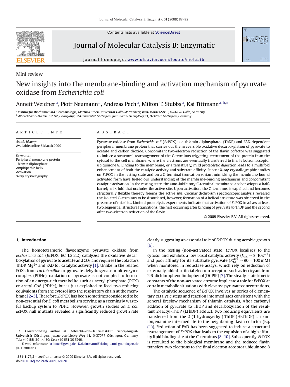 New insights into the membrane-binding and activation mechanism of pyruvate oxidase from Escherichia coli