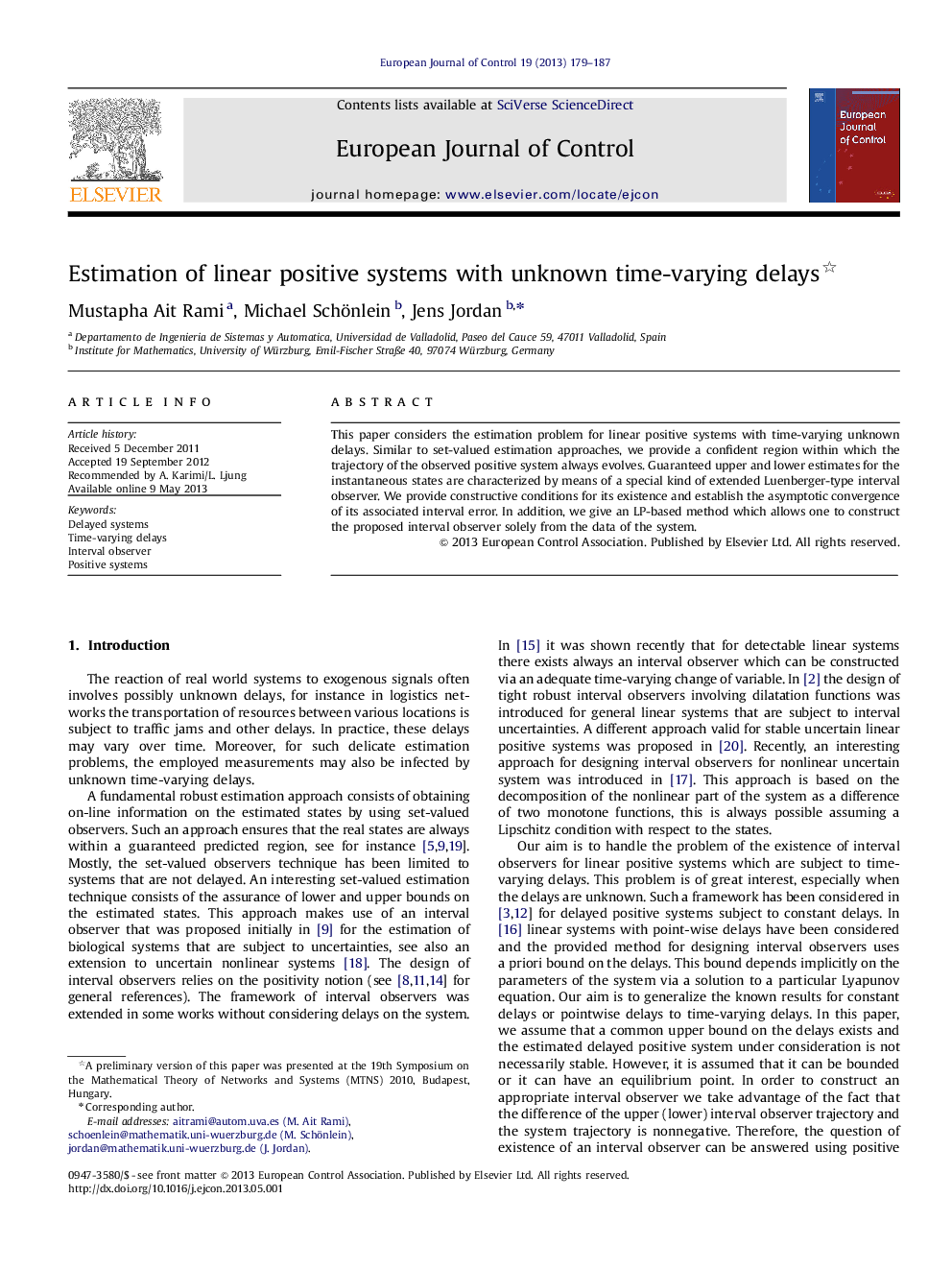 Estimation of linear positive systems with unknown time-varying delays 