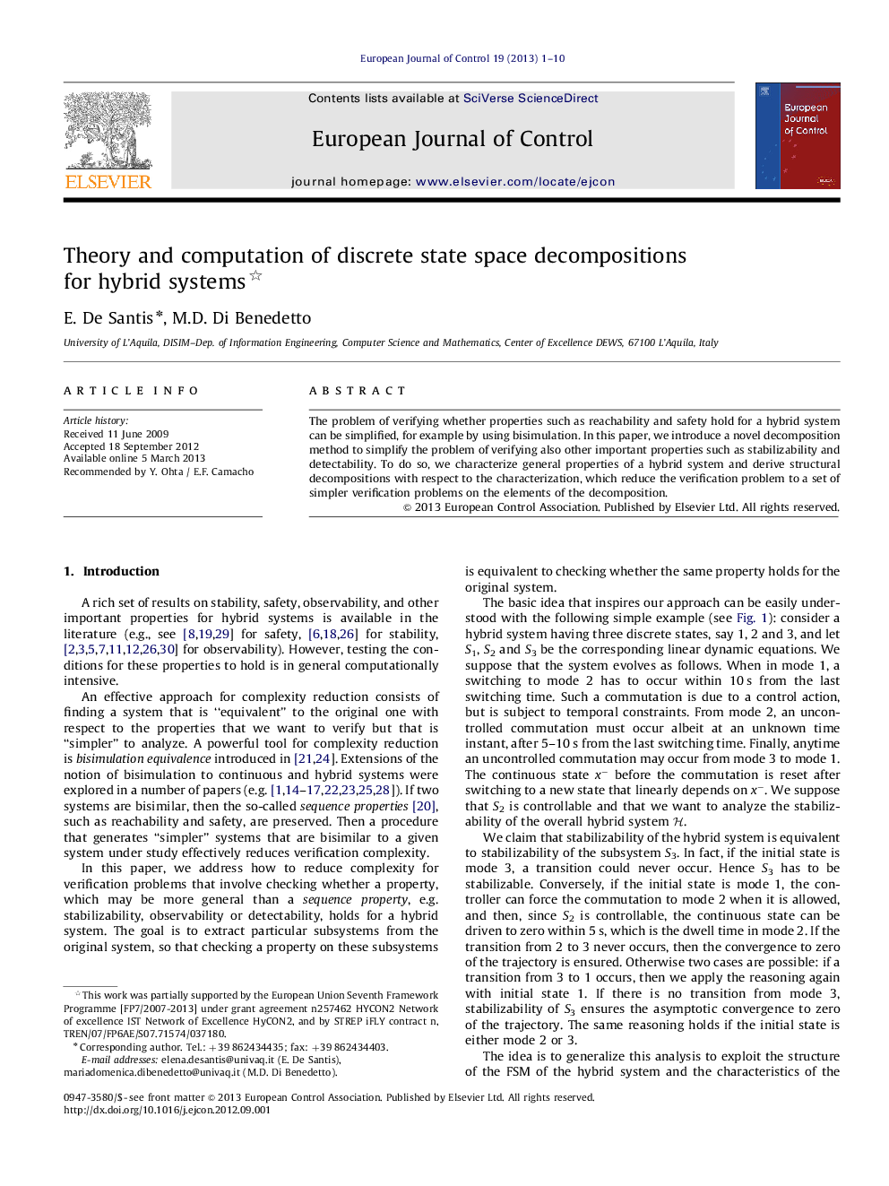 Theory and computation of discrete state space decompositions for hybrid systems 