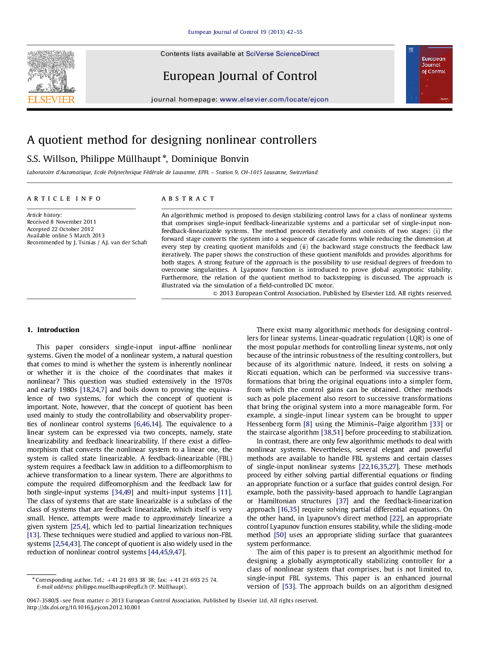 A quotient method for designing nonlinear controllers