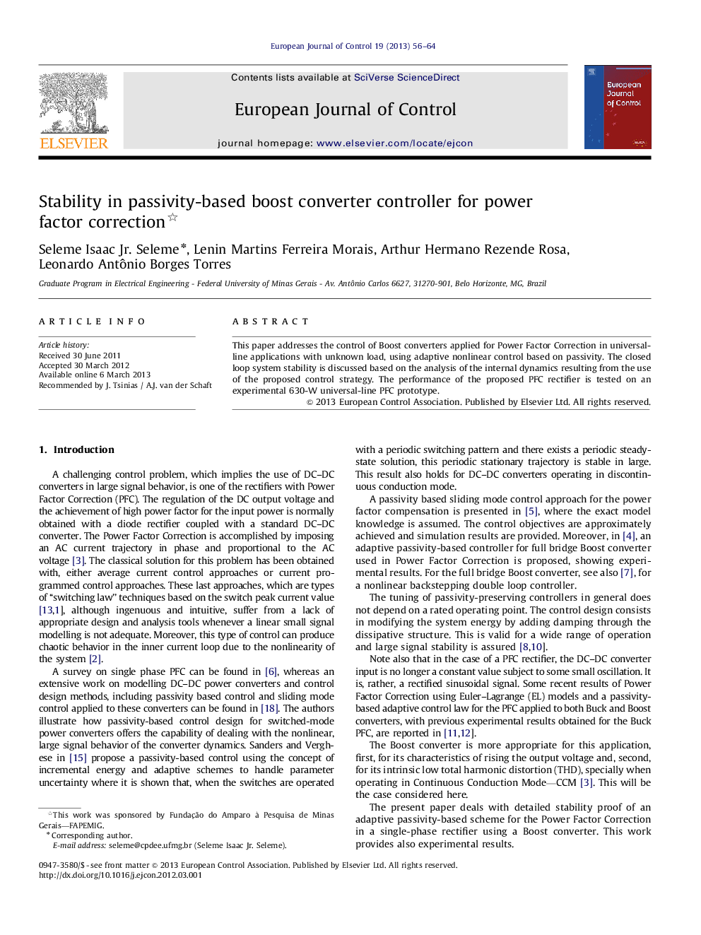 Stability in passivity-based boost converter controller for power factor correction 