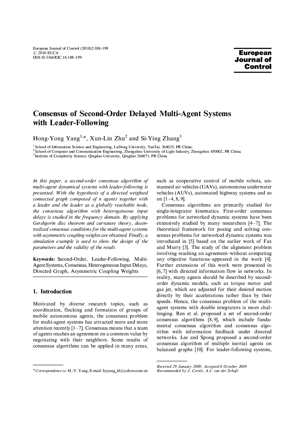 Consensus of Second-Order Delayed Multi-Agent Systems with Leader-Following