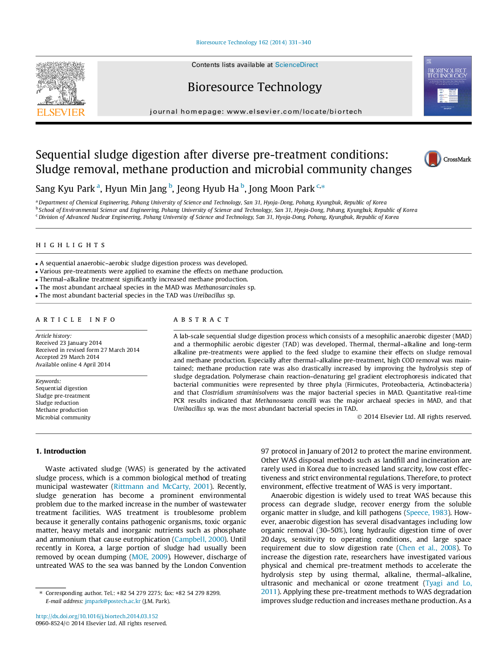 Sequential sludge digestion after diverse pre-treatment conditions: Sludge removal, methane production and microbial community changes