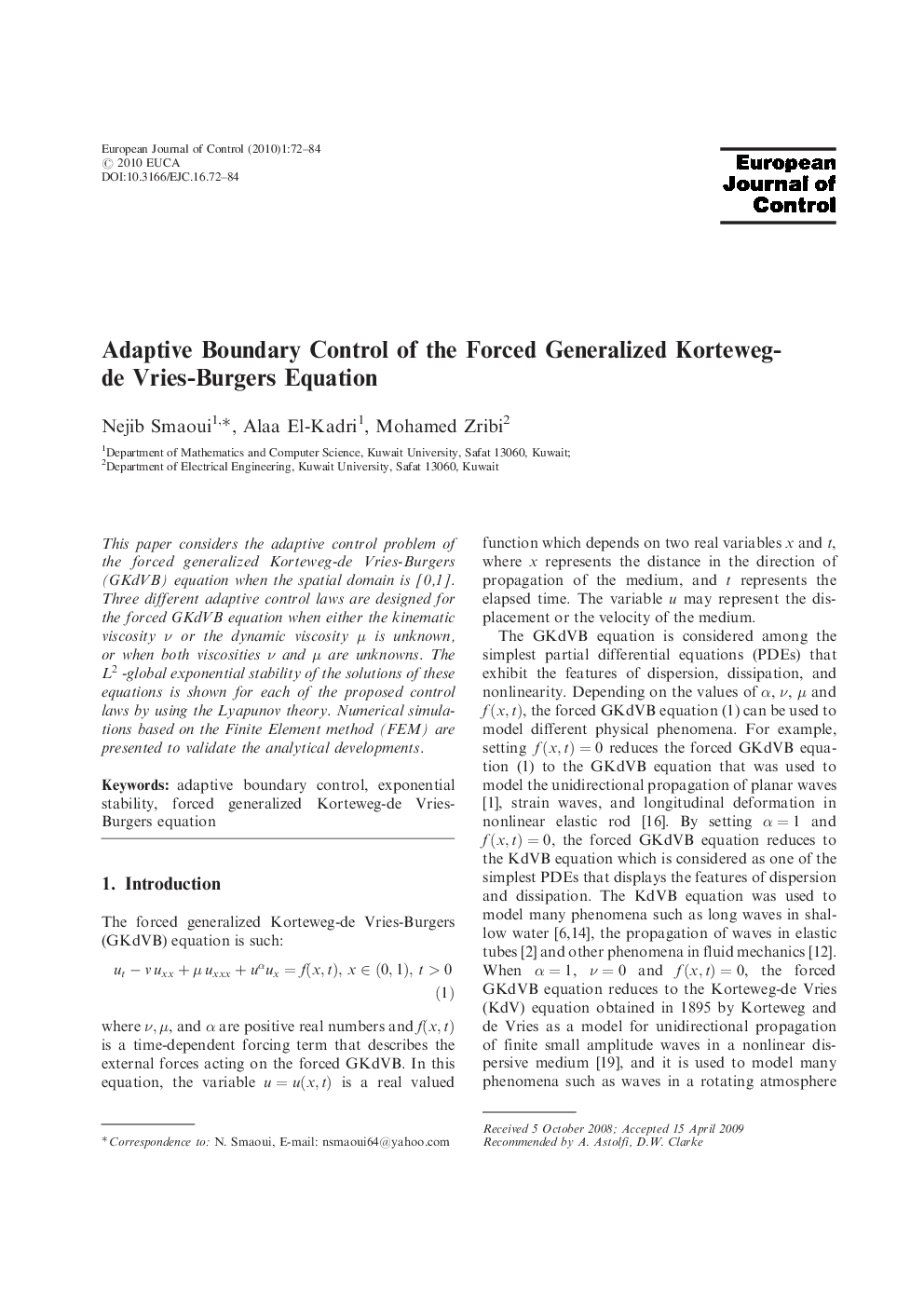 Adaptive Boundary Control of the Forced Generalized Kortewegde Vries-Burgers Equation