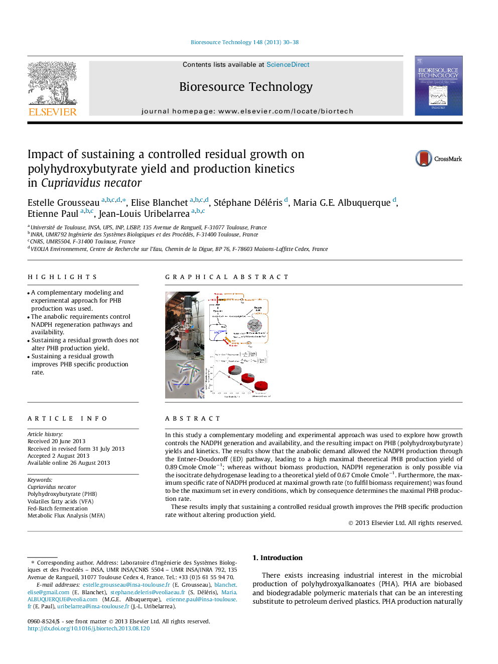 Impact of sustaining a controlled residual growth on polyhydroxybutyrate yield and production kinetics in Cupriavidus necator