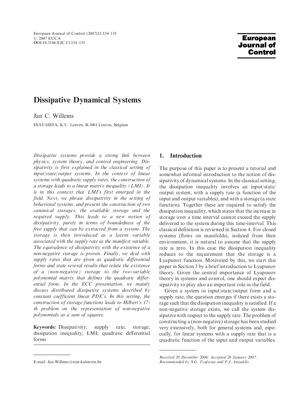 Dissipative Dynamical Systems
