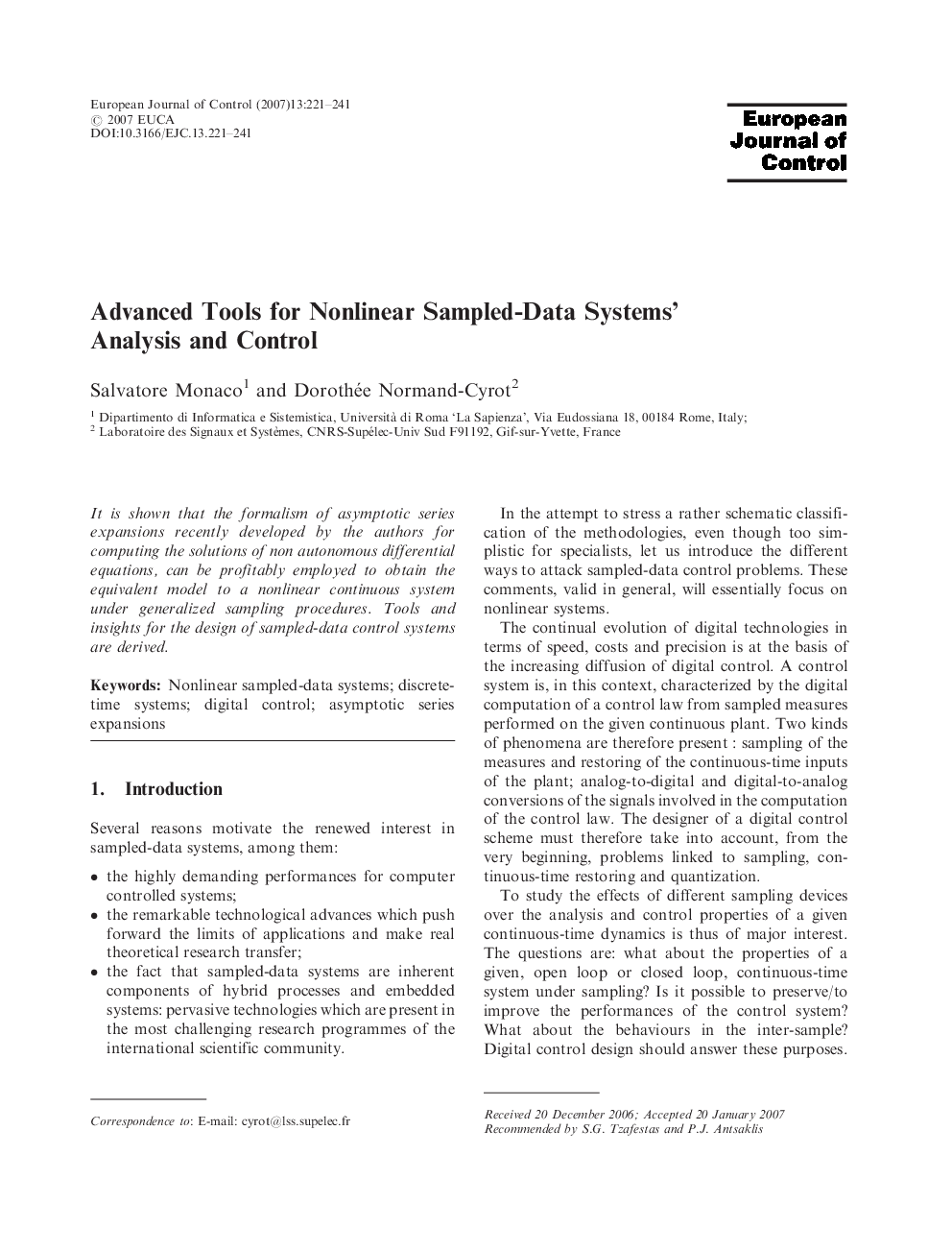 Advanced Tools for Nonlinear Sampled-Data Systems’ Analysis and Control