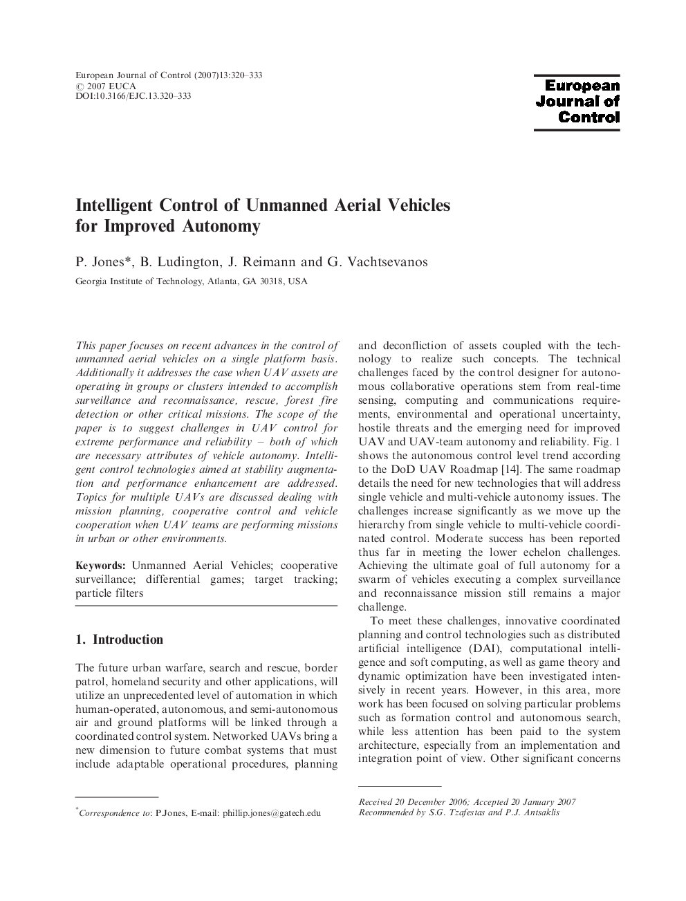 Intelligent Control of Unmanned Aerial Vehicles for Improved Autonomy