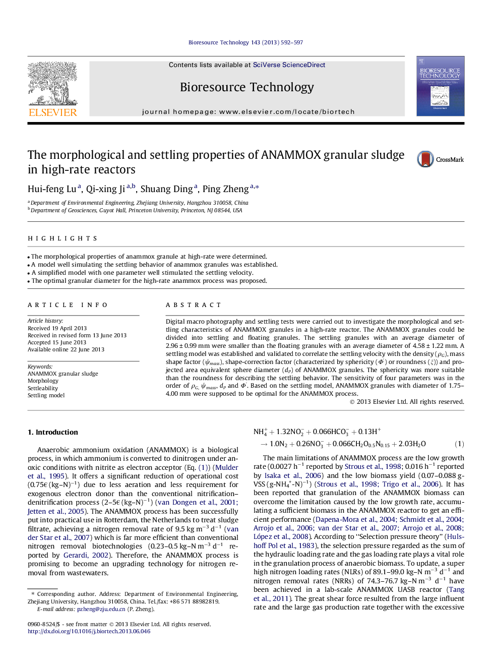 The morphological and settling properties of ANAMMOX granular sludge in high-rate reactors