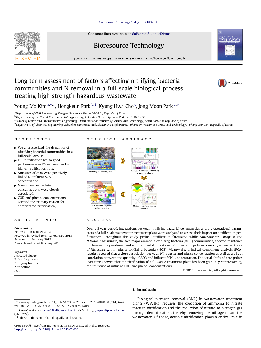 Long term assessment of factors affecting nitrifying bacteria communities and N-removal in a full-scale biological process treating high strength hazardous wastewater