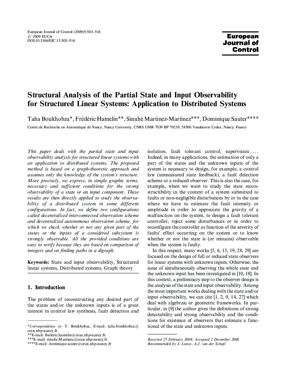 Structural Analysis of the Partial State and Input Observability for Structured Linear Systems: Application to Distributed Systems