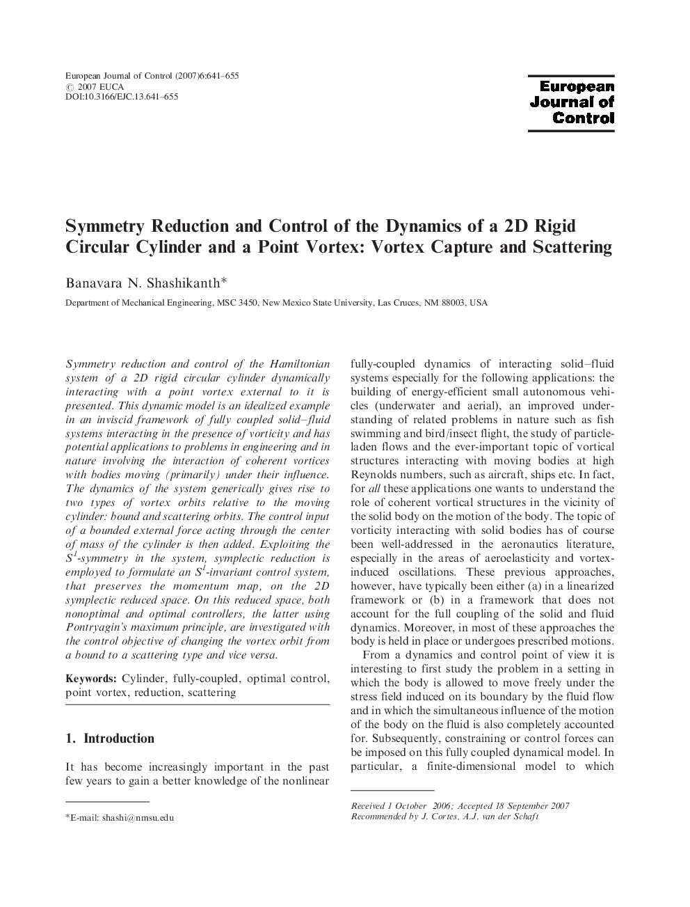 Symmetry Reduction and Control of the Dynamics of a 2D Rigid Circular Cylinder and a Point Vortex: Vortex Capture and Scattering