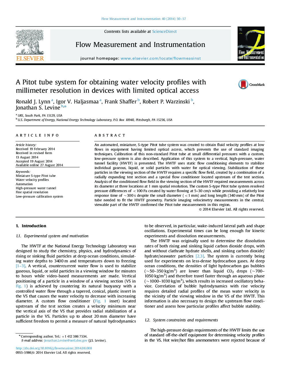 A Pitot tube system for obtaining water velocity profiles with millimeter resolution in devices with limited optical access