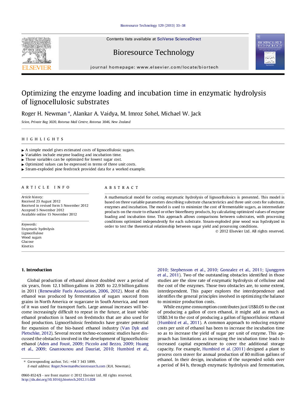 Optimizing the enzyme loading and incubation time in enzymatic hydrolysis of lignocellulosic substrates