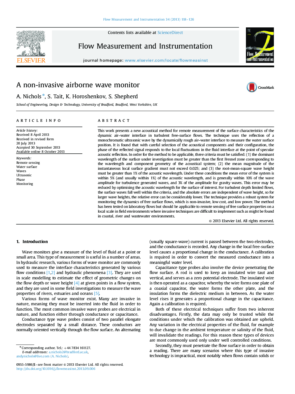 A non-invasive airborne wave monitor