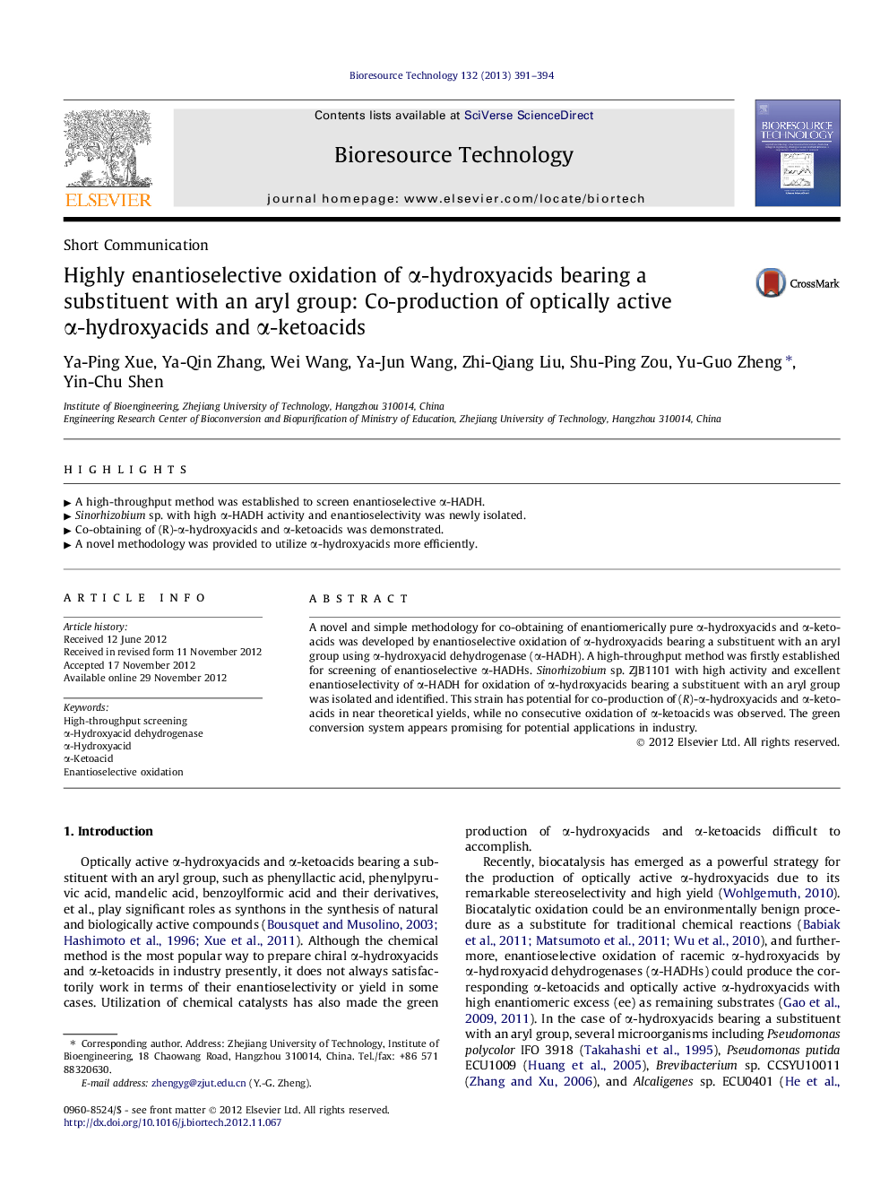 Highly enantioselective oxidation of Î±-hydroxyacids bearing a substituent with an aryl group: Co-production of optically active Î±-hydroxyacids and Î±-ketoacids