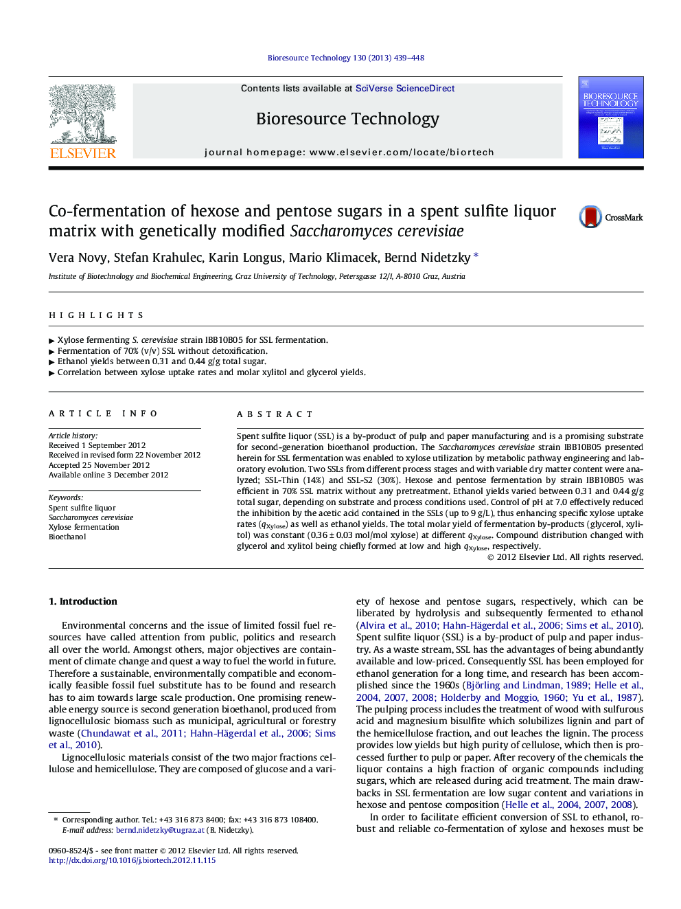 Co-fermentation of hexose and pentose sugars in a spent sulfite liquor matrix with genetically modified Saccharomyces cerevisiae