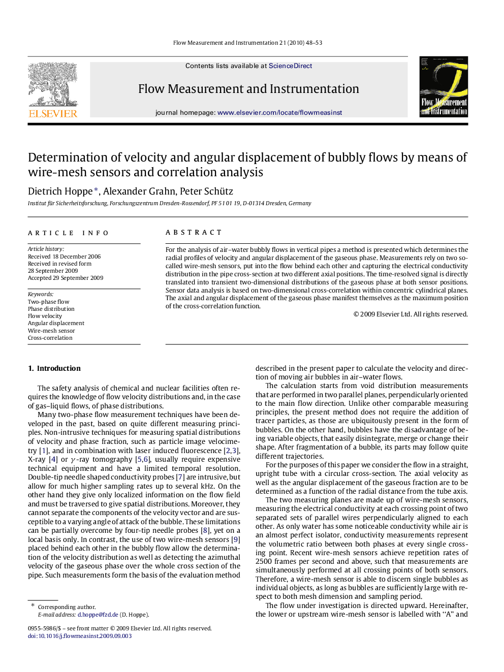 Determination of velocity and angular displacement of bubbly flows by means of wire-mesh sensors and correlation analysis