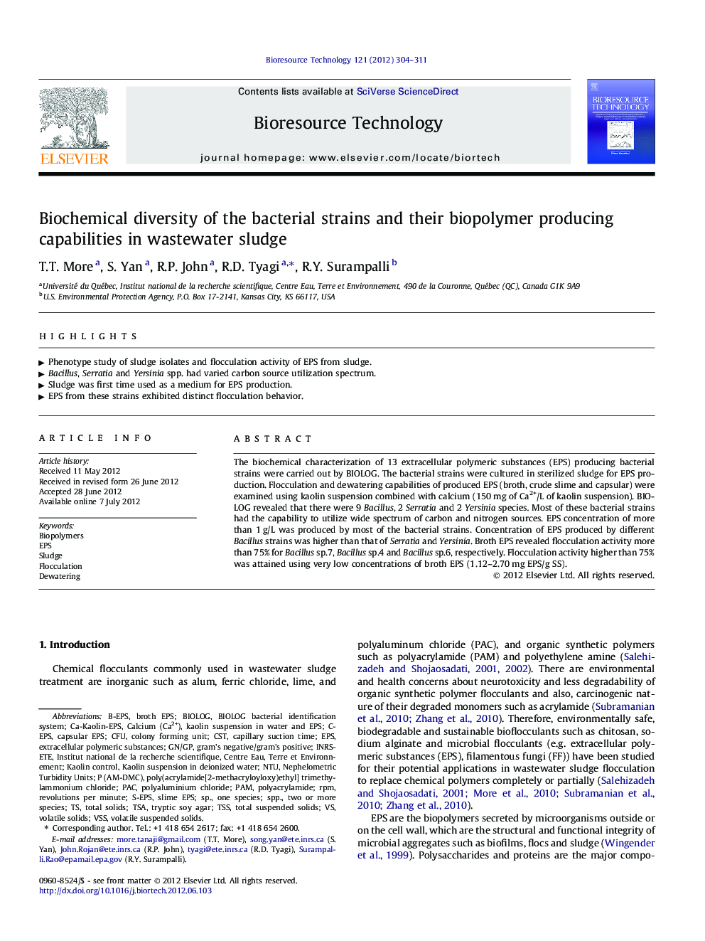 Biochemical diversity of the bacterial strains and their biopolymer producing capabilities in wastewater sludge