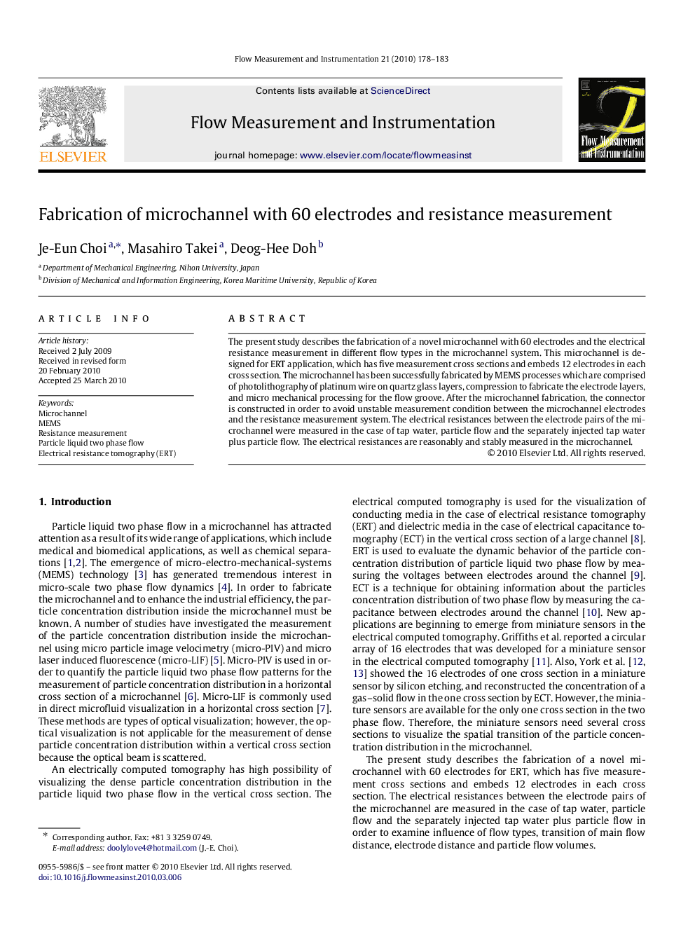 Fabrication of microchannel with 60 electrodes and resistance measurement