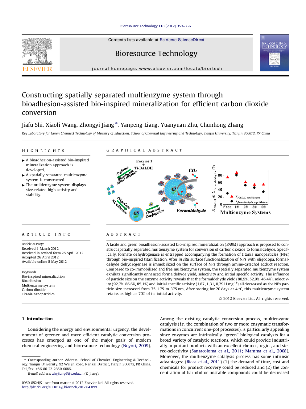 Constructing spatially separated multienzyme system through bioadhesion-assisted bio-inspired mineralization for efficient carbon dioxide conversion