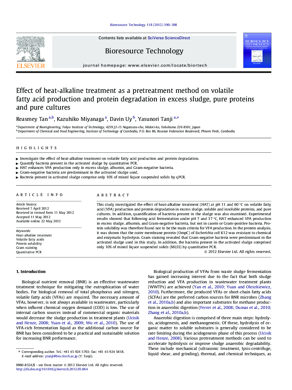 Effect of heat-alkaline treatment as a pretreatment method on volatile fatty acid production and protein degradation in excess sludge, pure proteins and pure cultures