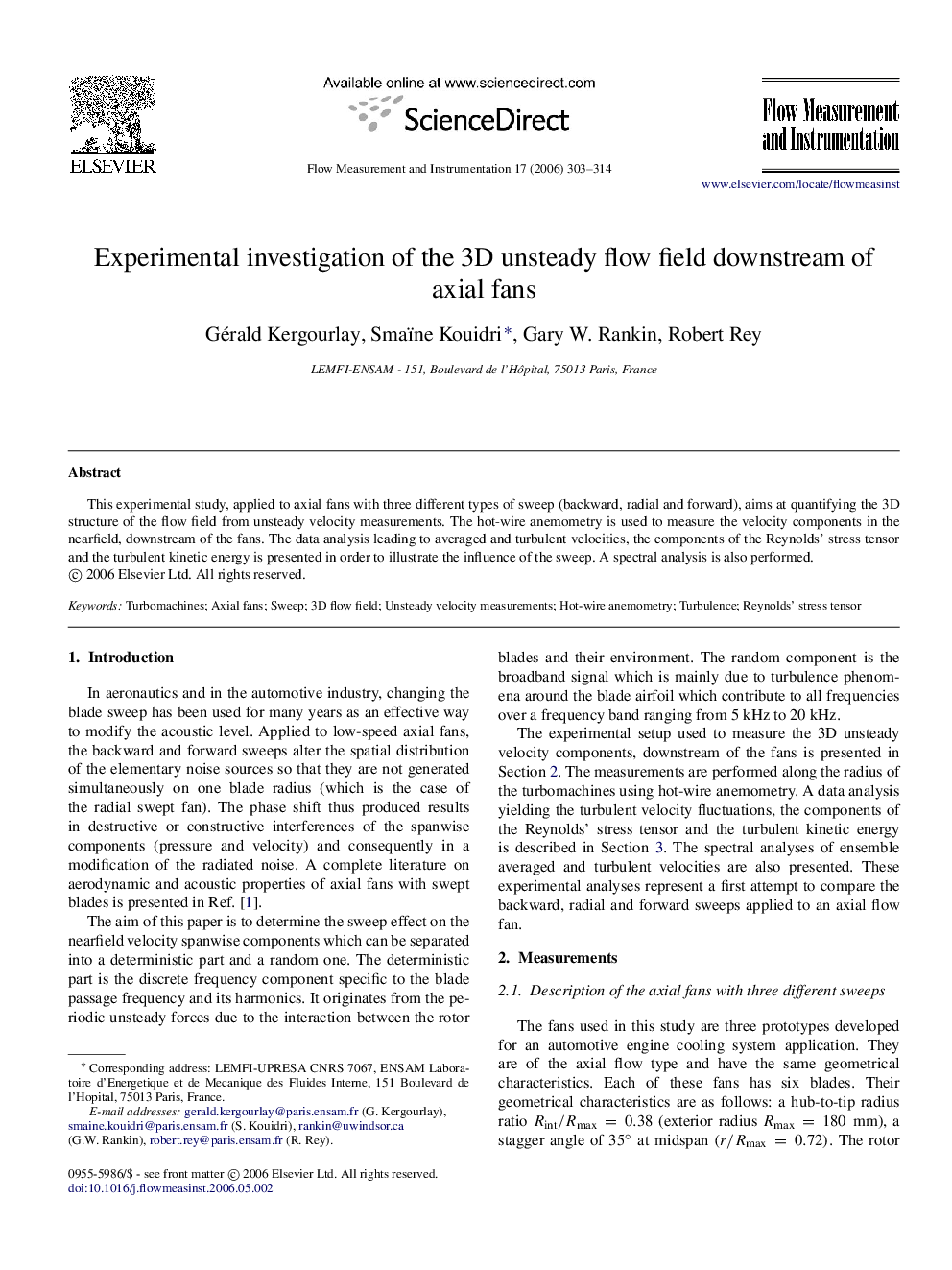 Experimental investigation of the 3D unsteady flow field downstream of axial fans