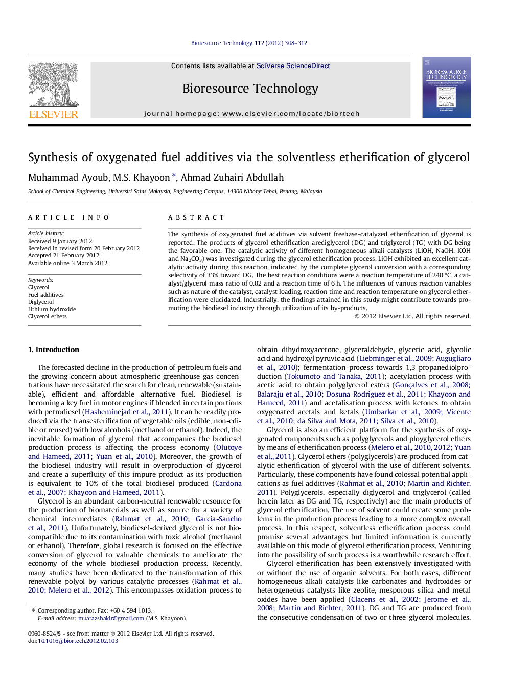 Synthesis of oxygenated fuel additives via the solventless etherification of glycerol