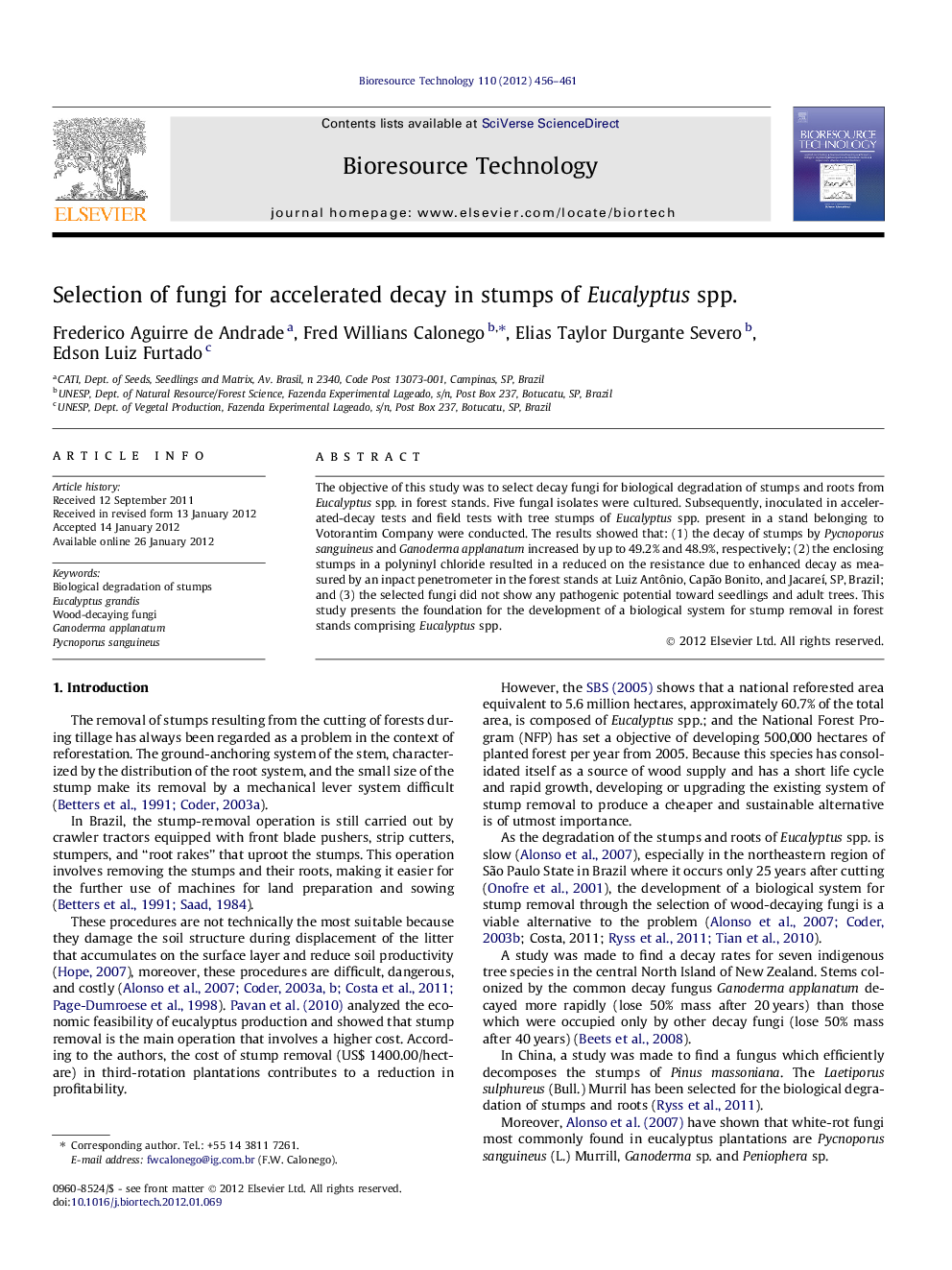 Selection of fungi for accelerated decay in stumps of Eucalyptus spp.