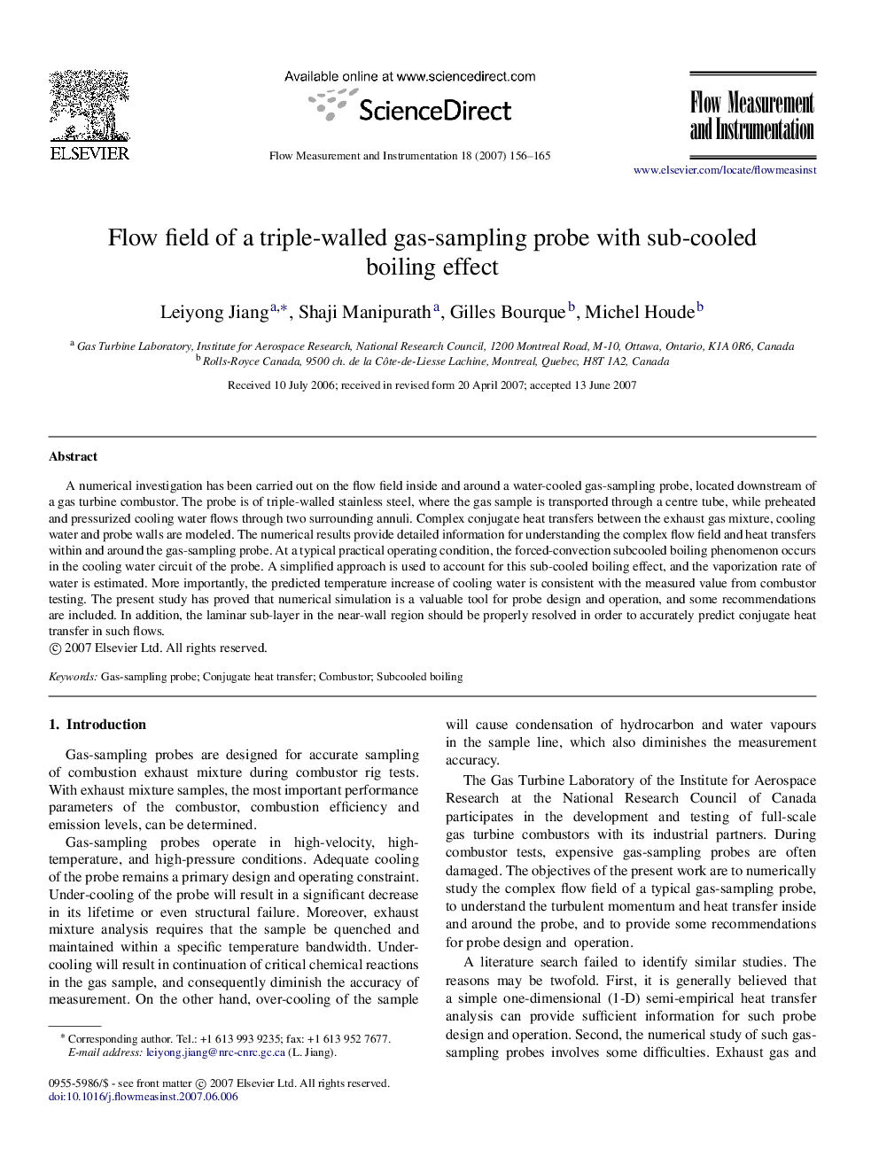 Flow field of a triple-walled gas-sampling probe with sub-cooled boiling effect