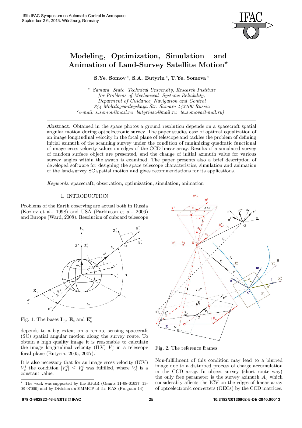 عکس صفحه اول مقاله: Modeling, Optimization, Simulation and Animation of Land-Survey Satellite Motion* Modeling, Optimization, Simulation and Animation of Land-Survey Satellite Motion*