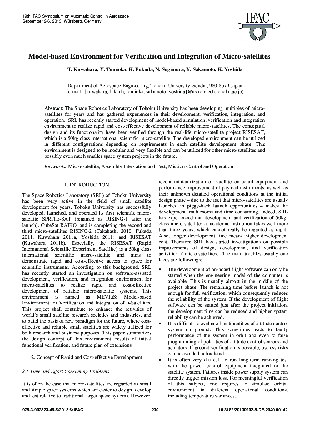 Model-based Environment for Verification and Integration of Micro-satellites