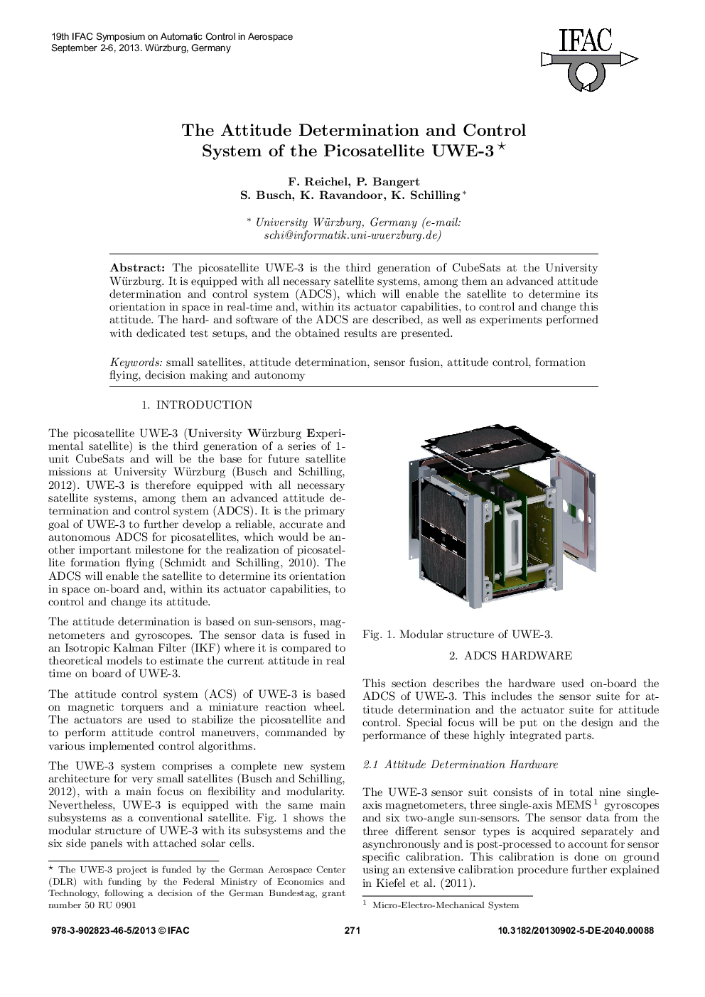 The Attitude Determination and Control System of the Picosatellite UWE-3*