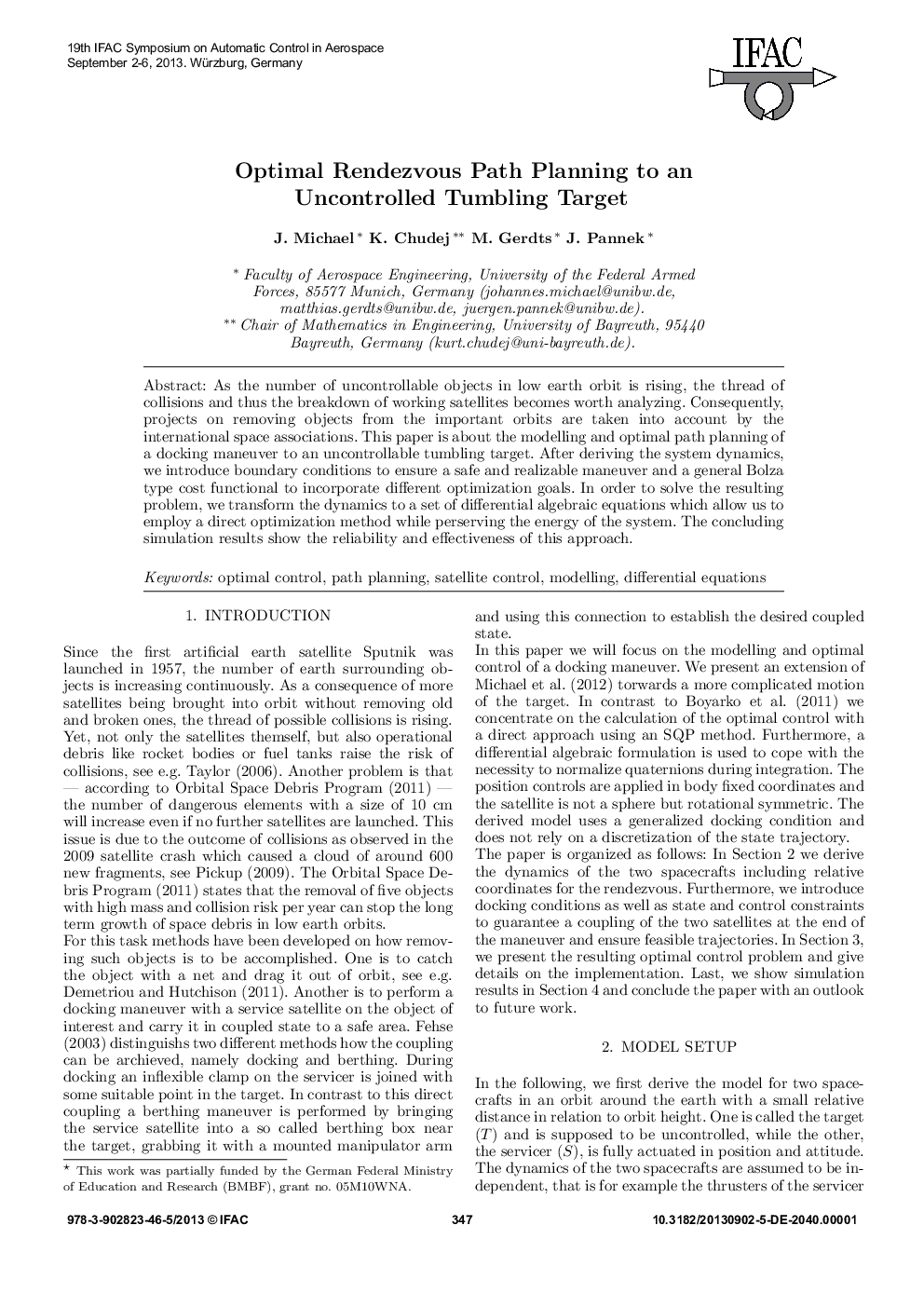 Optimal Rendezvous Path Planning to an Uncontrolled Tumbling Target 