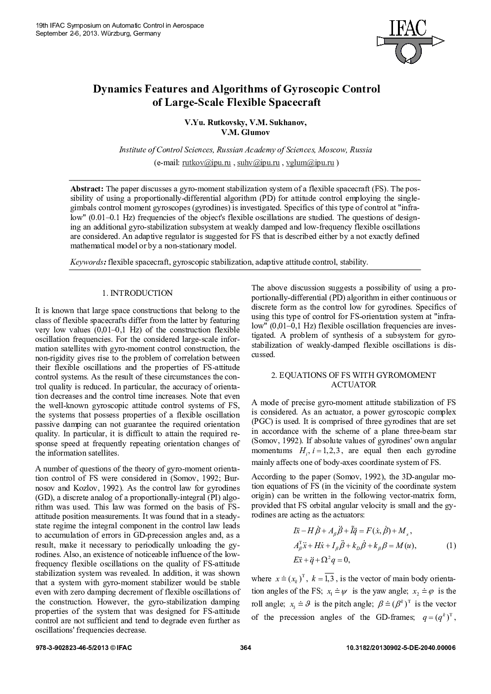 Dynamics Features and Algorithms of Gyroscopic Control of Large-Scale Flexible Spacecraft