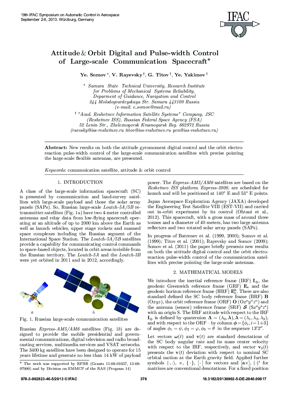 Attitude & Orbit Digital and Pulse-width Control of Large-scale Communication Spacecraft*