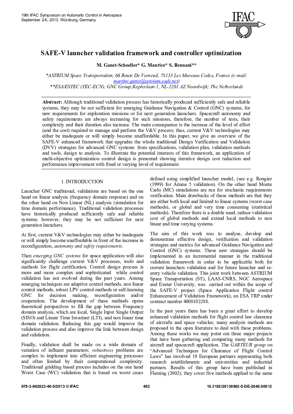 SAFE-V launcher validation framework and controller optimization