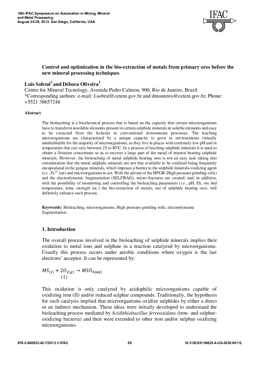 Control and optimization in the bio-extraction of metals from primary ores before the new mineral processing techniques